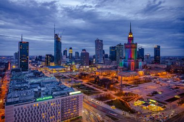 Varşova, Polonya. Şehrin havadan görünüşü 