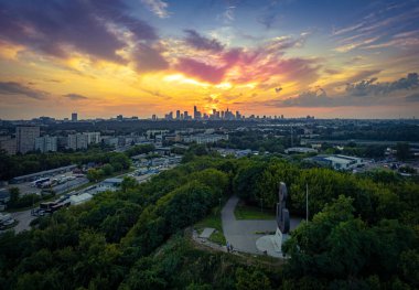 Varşova, Polonya. Şehrin havadan görünüşü 