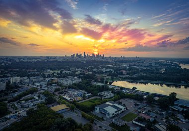 Varşova, Polonya. Şehrin havadan görünüşü 