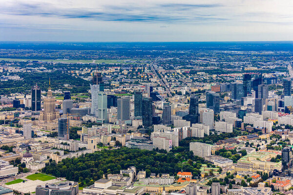 Warsaw, Poland. Aerial view of the city