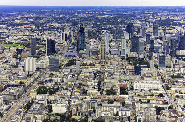 Warsaw, Poland. Aerial view of the city