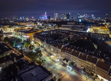 Varşova, Polonya. Şehrin havadan görünüşü 