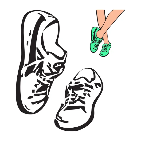 运动鞋鞋矢量草图绘制插画 — 图库矢量图片