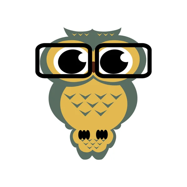 Hibou vecteur avec des lunettes sur le fond isolé — Image vectorielle