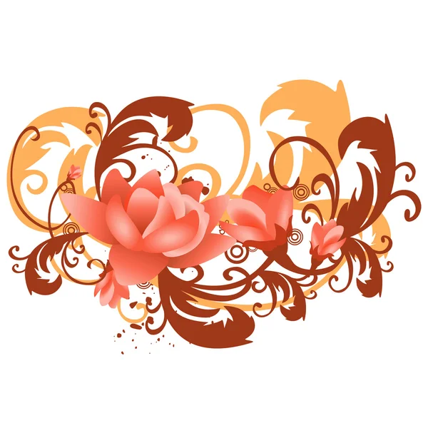 バラ、水平葉とベクトル背景 — ストックベクタ