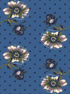 Duvar kağıdı sorunsuz gül çiçek deseni daireler polka arka plan üzerinde