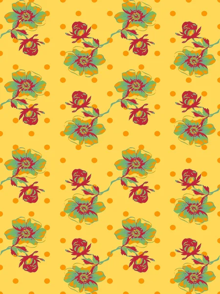 Vintage fondo de pantalla sin costuras rosa patrón de flores en círculos fondo de polka — Archivo Imágenes Vectoriales