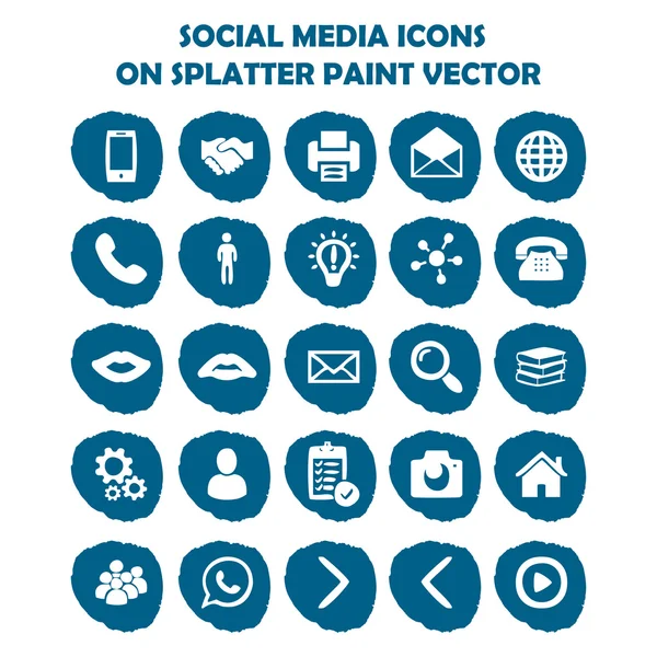 Sosyal medya simgesi mavi ışık sıçramak boya seti. Yuvarlak boya lekeleri arka plan üzerinde düz simgeler