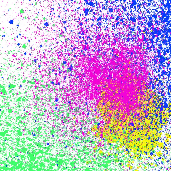 Renkli akrilik boya sıçraması, beyaz arka planda leke. Neon 