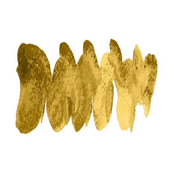 Vektor guld färg spiral våg utstryk stroke fläck på vit bakgrund. Abstrakt lockigt guld glittrande texturerad konst illustration. — Stock vektor