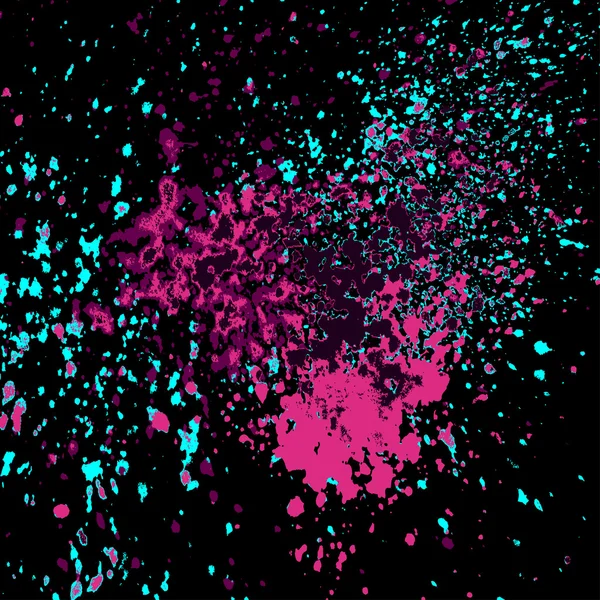 Renkli akrilik boya. Parlak, siyah arka planda leke..