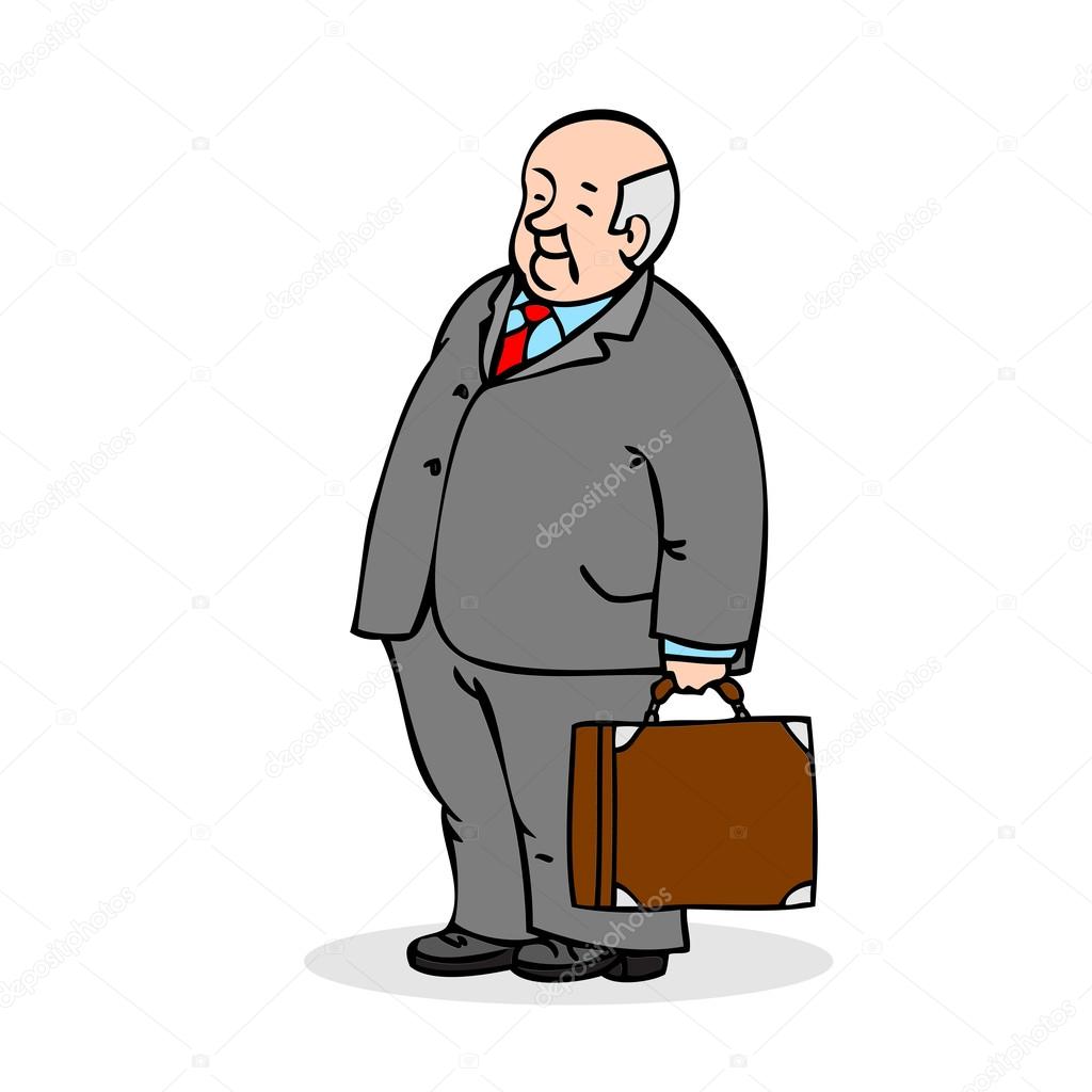Old man with a suitcase. Business elderly man, wearing a suit and a tie.  Colorful cartoon vector illustration on white background Stock Vector Image  by ©Cosveta #110192884