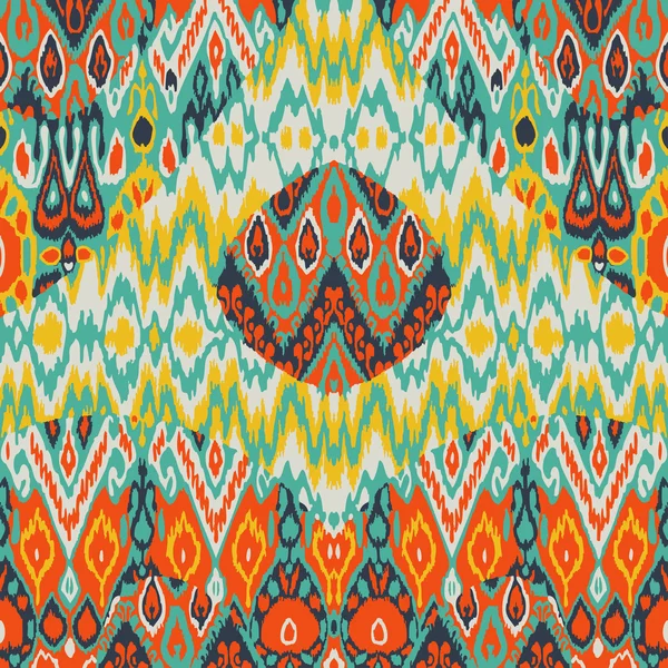 Patchwork ethnic bohemian arabesque pattern print. Seamless zigzag geometric ornament abstract background. Colorful tribal graphic ethnic bohemian print vintage — Stock vektor