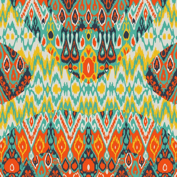 Patchwork ethnic bohemian arabesque pattern print. Seamless zigzag geometric ornament abstract background. Colorful tribal graphic ethnic bohemian print vintage — Wektor stockowy