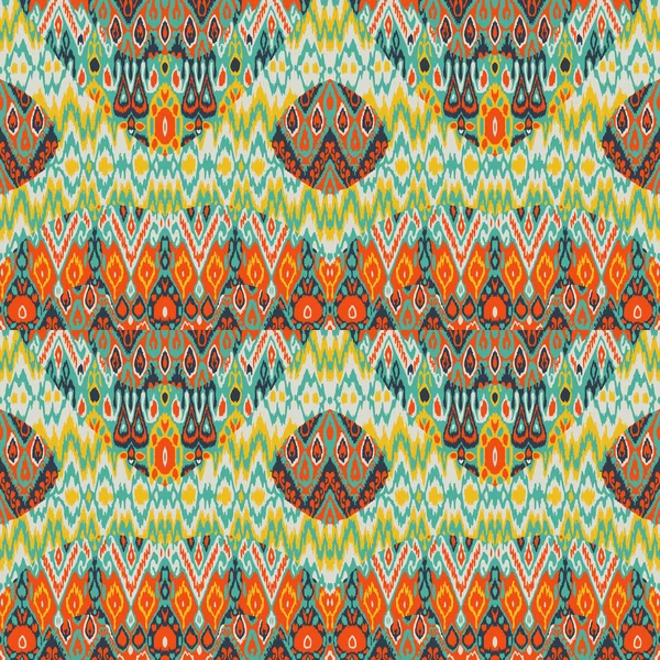 Patchwork ethnic bohemian arabesque pattern print. Seamless zigzag geometric ornament abstract background. Colorful tribal graphic ethnic bohemian print vintage — Stok Vektör