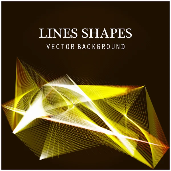 Lines shapes lighting abstract on golden dark background. Vector expanding light.