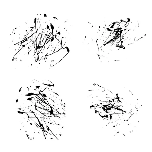 Vector Splatter verf abstract op witte achtergrond set handtekening ontwerp kunst, vlek splash inktzwarte kleur grunge textuur, spray patroon — Stockvector