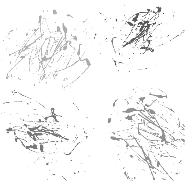 Vecteur éclaboussure peinture abstraite sur fond blanc ensemble dessin à la main design art, tache éclaboussure encre gris couleur grunge texture, motif de pulvérisation — Image vectorielle