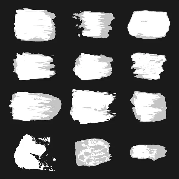 Pintura de trazo de cepillo vectorial abstracta sobre fondo blanco conjunto diseño de dibujo a mano, marco de textura grunge de color naranja para pancarta, etiqueta — Archivo Imágenes Vectoriales