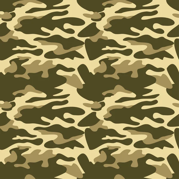 Camuflagem padrão fundo sem costura vetor ilustração. Estilo de roupa clássica mascarando camo repetição imprimir. Cáqui verde cores de azeitona textura da floresta —  Vetores de Stock