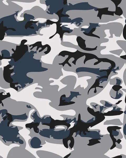 Camouflage minta háttér varrat nélküli vektoros illusztráció. Klasszikus ruházati stílus maszkolás Camo ismételje meg a nyomtatási. Szürke fekete fehér színek erdő téli textúra — Stock Vector