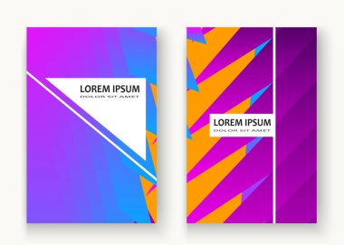 Minimum kapak tasarım vektör çizimi. Neon yarım ton pembe mavi gradyan. Soyut geçmişe dönük 80 'lerin stil geometrik desen çizgileri. Çizgili minimalist eğilim geçmişi. Modern şablon tasarımı