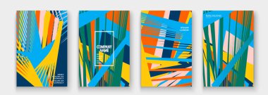 Modern kapak tasarım vektörü. Renkli neon çizgilerin soyut retro tarzı. Çizgili trend arka planı. Gelecekçi geometrik çizgili desen. Tasarım sunumu, şablon, kartvizitler