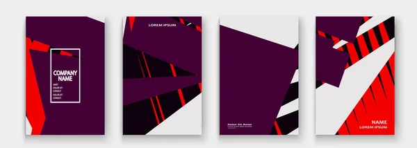 Modernes Cover Collection Design Vektor Abstrakter Retro Stil Lila Rote — Stockvektor