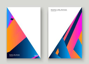 Minimum kapak tasarım vektör çizimi. Neon bulanık pembe mavi beyaz eğim. Soyut retro stil geometrik desen çizgileri. Çizgili minimalist eğilim geçmişi. Modern şablon tasarımı