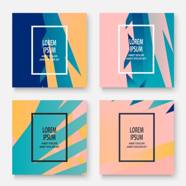 Renkli çizgili çizgiler geometrik şekilli arka plan. Yaratıcı kapak, fotokopi alanı tasarım vektörü çizimi. Neon bulanık pembe mavi sarı eğimli soyut şablon broşürü pazarlama için