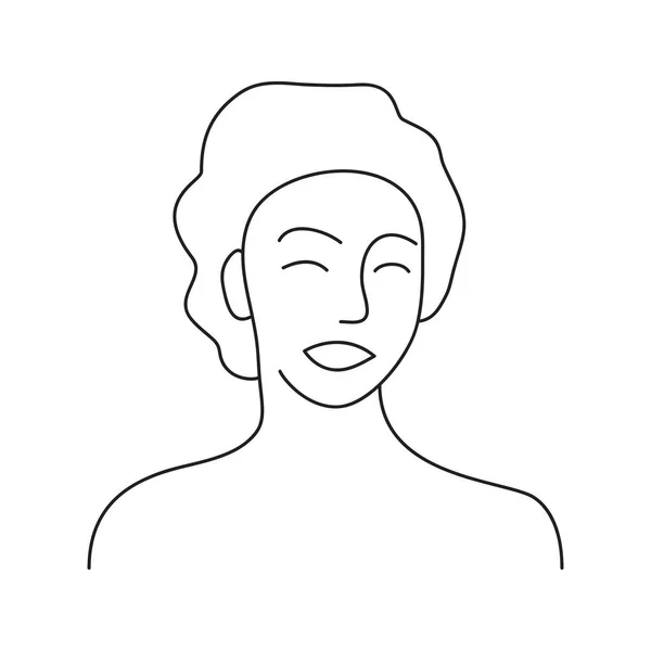 Minimalism Hand Drawn Female Vector Portrait Modern Abstract One Line — Stock Vector