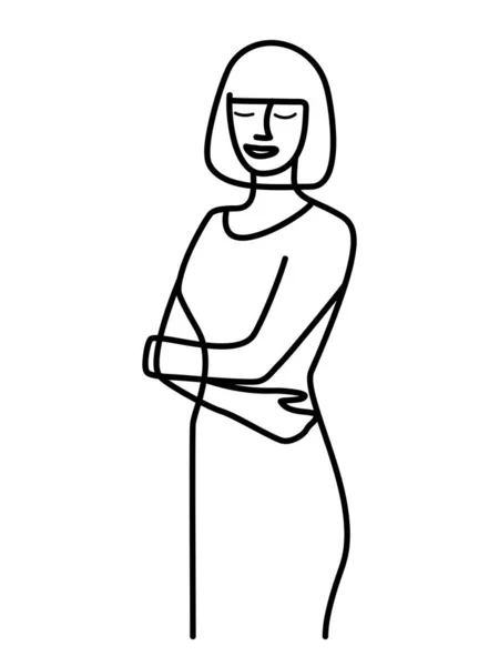 Retrato Vetorial Feminino Desenhado Mão Minimalismo Abstrato Moderno Desenho Uma — Vetor de Stock