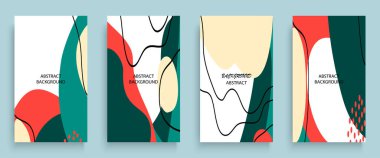 Sosyal medya hikayeleri ve web tasarımı için yaratıcı sanat konsepti. Reklam broşürü, geometrik karalama minimal model arka plan. İleti tanıtım şablonu çizim seti. Moda pastel