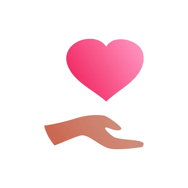 Händerna Håller Den Röda Hjärtsymbolen Ikonen Grafisk Design Logotyp Tecken — Stock vektor