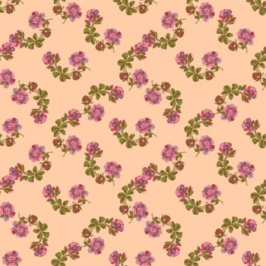 El çizimi çiçekler gül dalları, pürüzsüz desenli soyut arka plan duvar kağıtları. Çizgi sanatı botanik çizimi. Renkli, renkli, pembe grafik tasarımlı çiçek duvar sanat vektörü illüstrasyonu