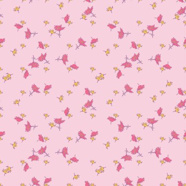 El çizimi papatya çiçekleri, çiçek desenleri, soyut duvar kağıdı vektörü. Çizgi sanatı, grafik tasarımı ve baskısı için botanik çizimi. Modayı takip eden doğa renkleri pembeye boyuyor