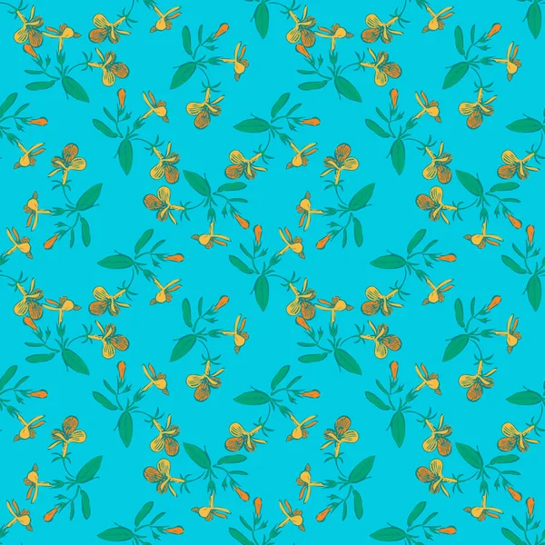 Branches Avec Dessin Fleurs Floraison Couleurs Jaunes Motif Floral Sans — Image vectorielle