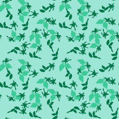 Tomurcuklar, çiçekler, güller. Çiçeksiz desenli güzel bir iz. Doğa soyut arka plan vektör duvar kağıdı. Çizgi sanatı botanik çizim grafik tasarımı. Moda pastel yeşili, nane rengi boya