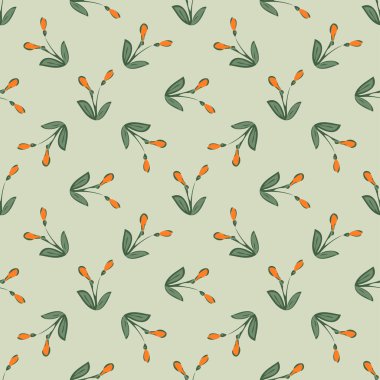 Çiçek tomurcukları çizmek. Güzel çiçeksiz desen. Şirin doğa soyut arka plan vektör duvar kağıdı. Çizgi sanatı botanik çizim grafik tasarımı. Moda pastel yeşil, kırmızı renkler