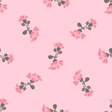 Çiçek açan pembe güller çiziyorum. Çiçeksiz şirin çayır deseni. Doğa soyut arka plan vektör duvar kağıdı. Çizgi sanatı botanik çizimi grafik tasarım baskısı için. Moda pastel renkler boya