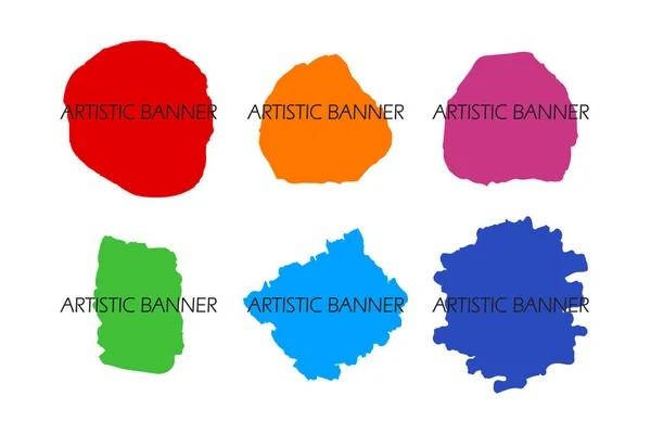 Coloré Abstrait Bords Incurvés Formes Peinture Coup Pinceau Isolé Sur — Image vectorielle