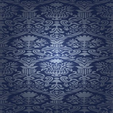 Mavi ipek sorunsuz soyut çiçek desenli