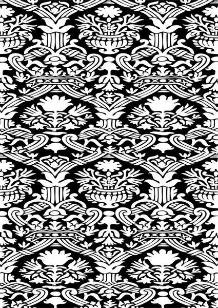 Blanco y negro abstracto patrón floral dibujado a mano, fondo vintage — Vector de stock