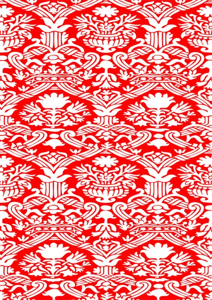 Vermelho e branco padrão floral abstrato, fundo vintage — Vetor de Stock