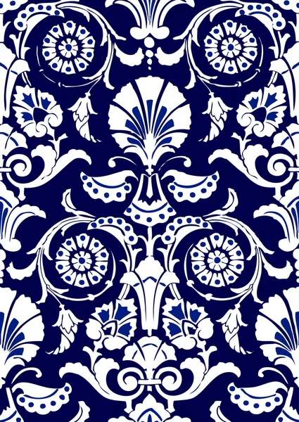 Padrão floral abstrato azul e branco — Vetor de Stock