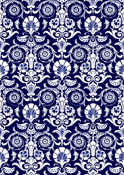 Padrão floral abstrato azul e branco — Vetor de Stock