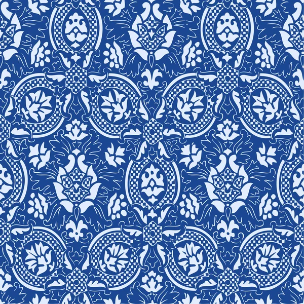 Blauwe naadloze abstract floral patroon — Stockvector