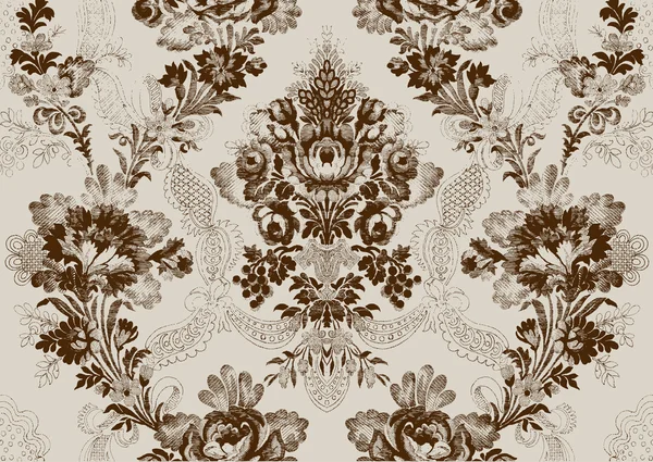 12 çiçek seamless modeli çizilmiş, antika arka plan soyut