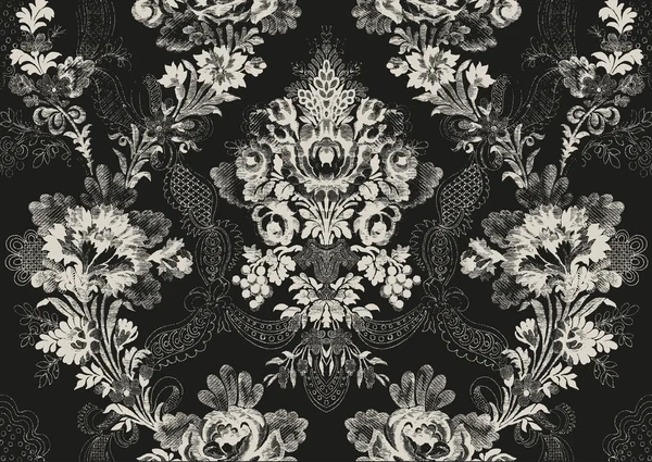 18 motif floral sans couture dessiné à la main abstrait, fond vintage — Image vectorielle