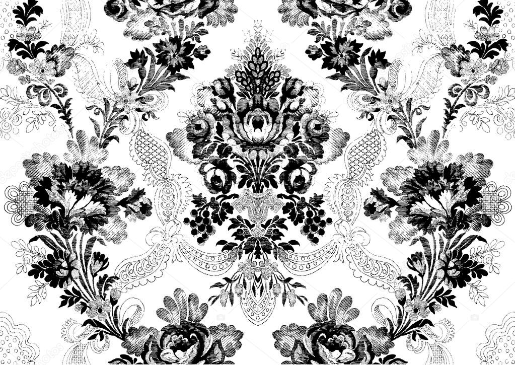 11 Abstract hand-drawn floral seamless pattern, vintage background